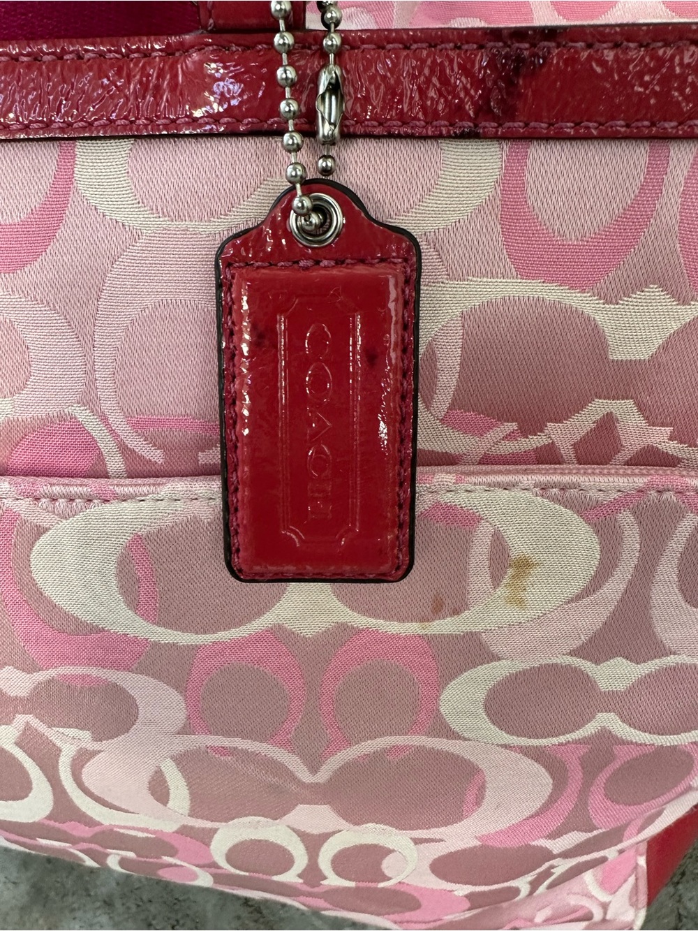 Coach Y2K Pink Signature Diaper Bag Tote with Hot Pink Patent LeatherTrim 2010 - Picture 2 of 10